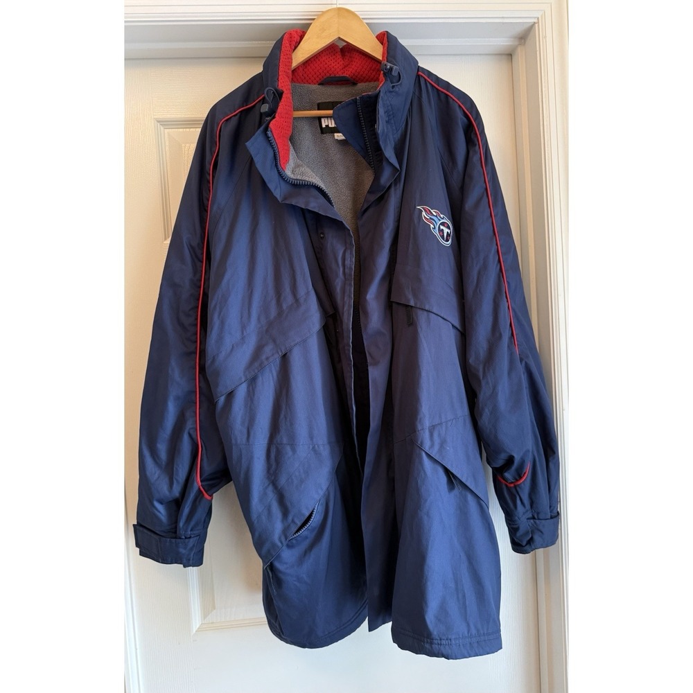 Puma Tennessee Titans Jacket‎ Mens XL Navy Blue NFL Sideline Fleece Lined Parka